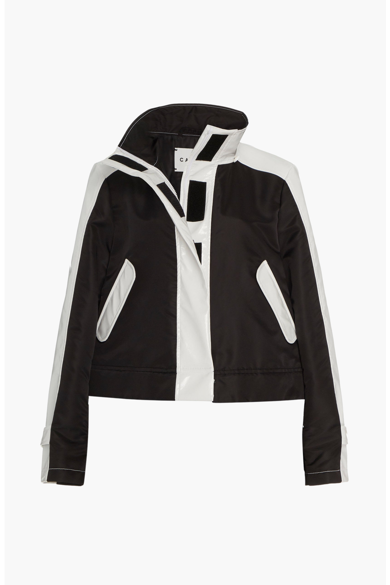 Cotton Water-Resistant Convertible Raincoat, Alternate, color, Black / White
