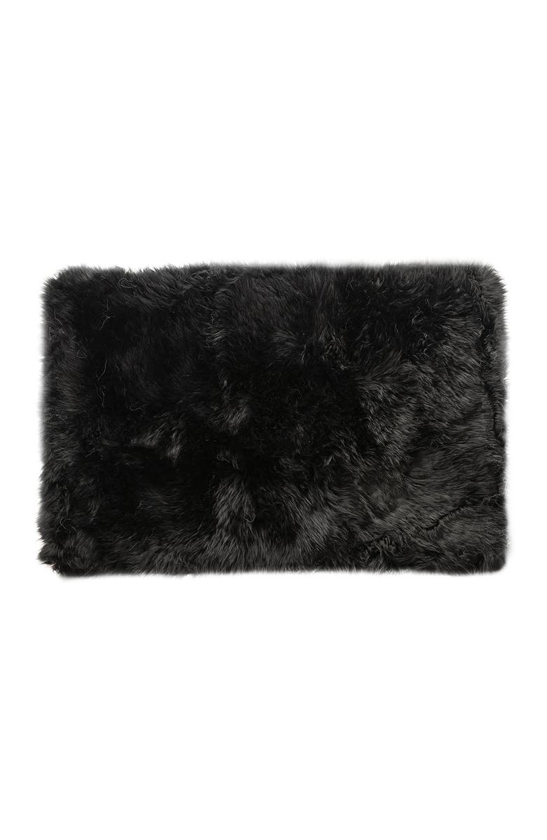 NATURAL New Zealand Rectangular Sheepskin Throw, Main, color, Black