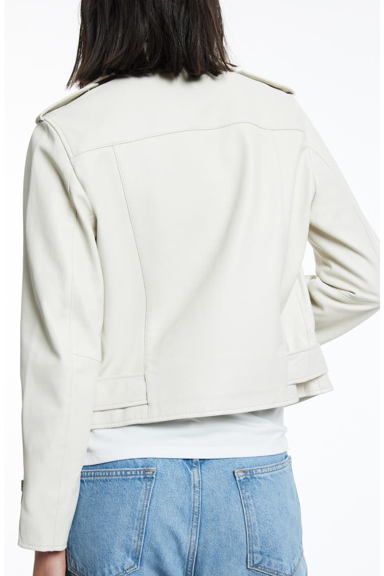 Balfern Sheepskin Leather Biker Jacket, Alternate, color, PAMPAS WHITE