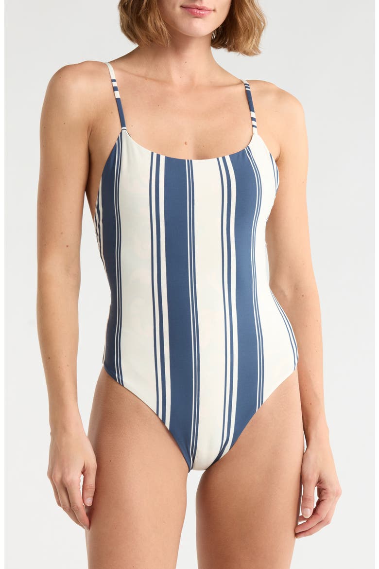Luster One-Piece Swimsuit, Main, color, BLUE