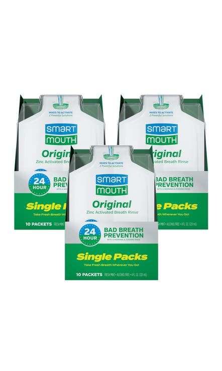 Original Zinc Activated Mouthwash Single Packs Fresh Mint 10 Count, 3 Pack