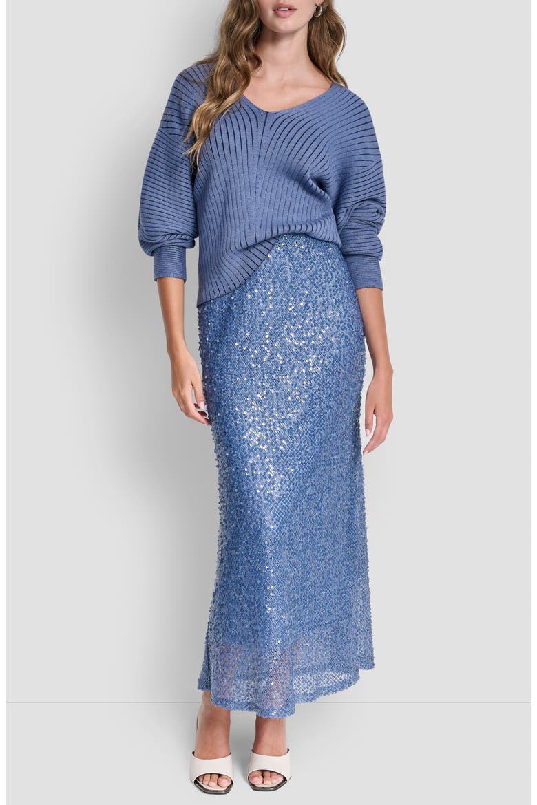 Pull-On Sequin Midi Skirt, Alternate, color, LIBERTY SKY