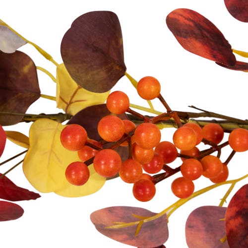 Northlight 5' X 8" Berries And Leaves Artificial Fall Harvest Garland, Unlit In Red