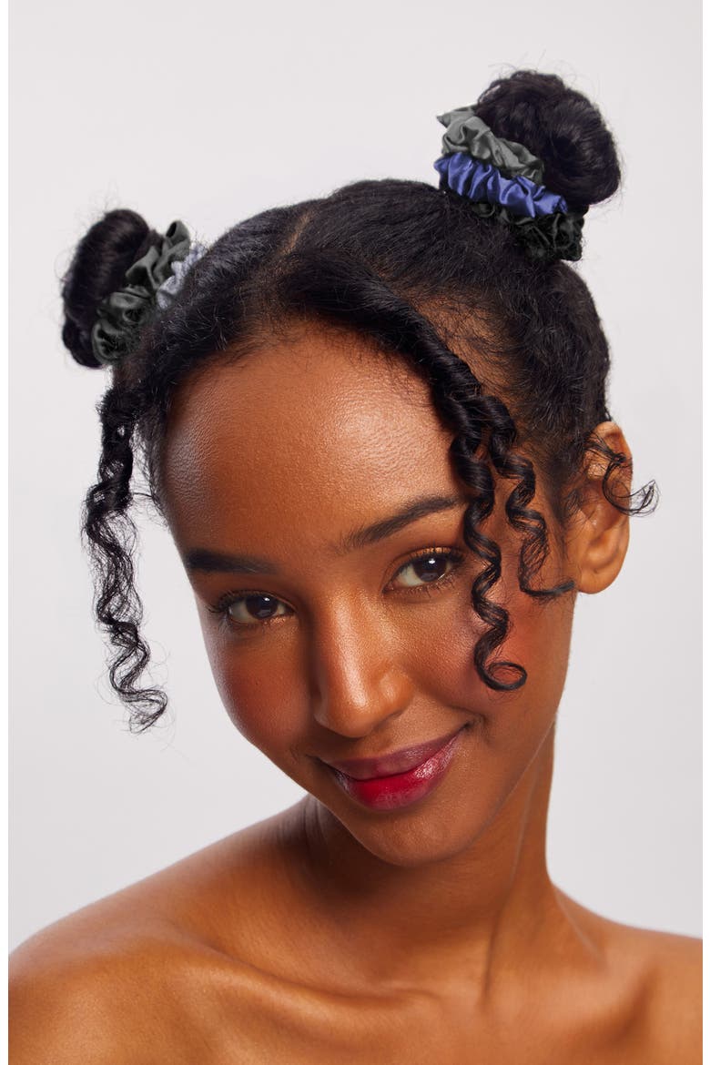 5-Pack Assorted Petite Satin Scrunchies, Alternate, color, MIDNIGHT