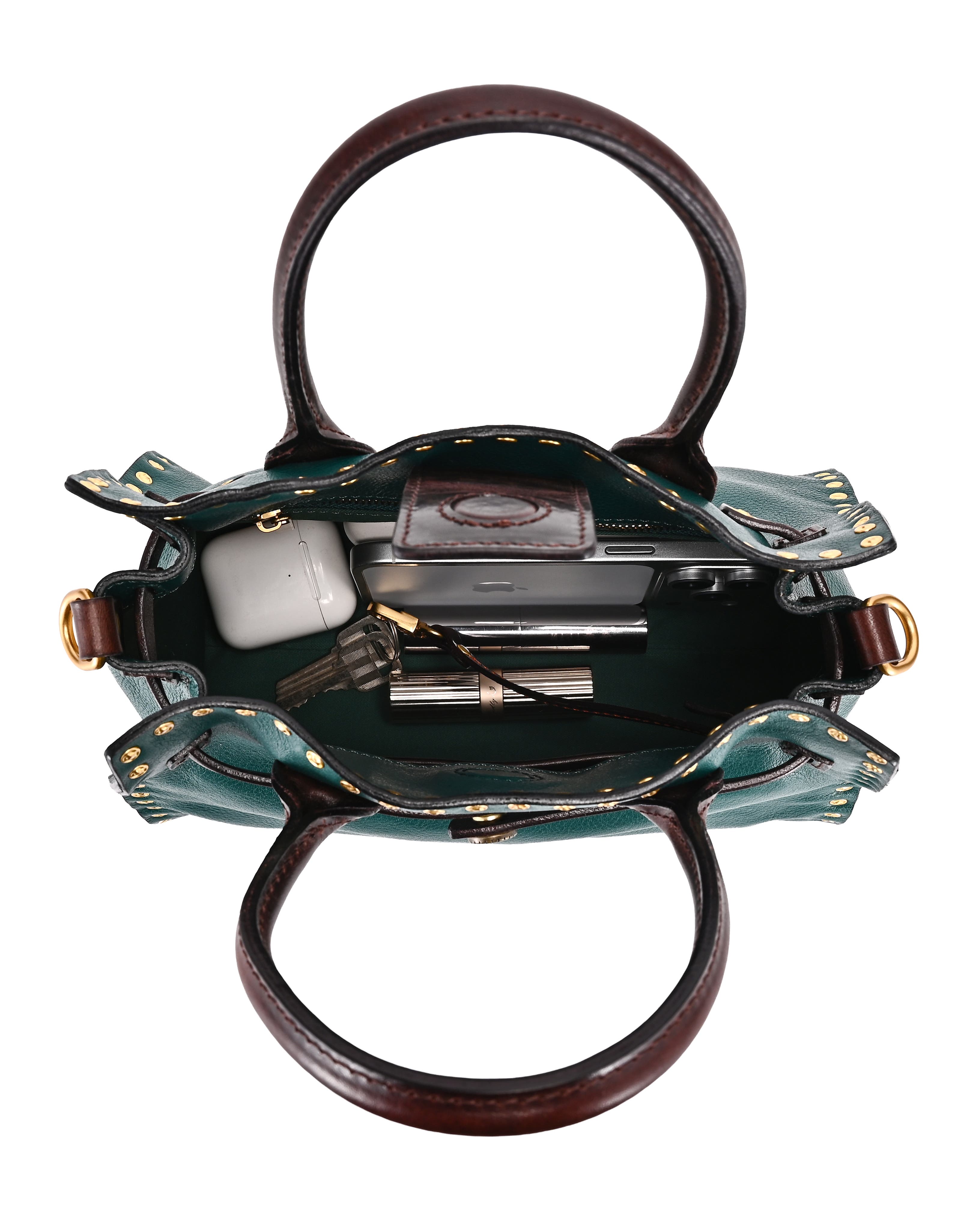 OLD TREND Westland Genuine Leather Studded Mini Tote, Alternate, color, Teal