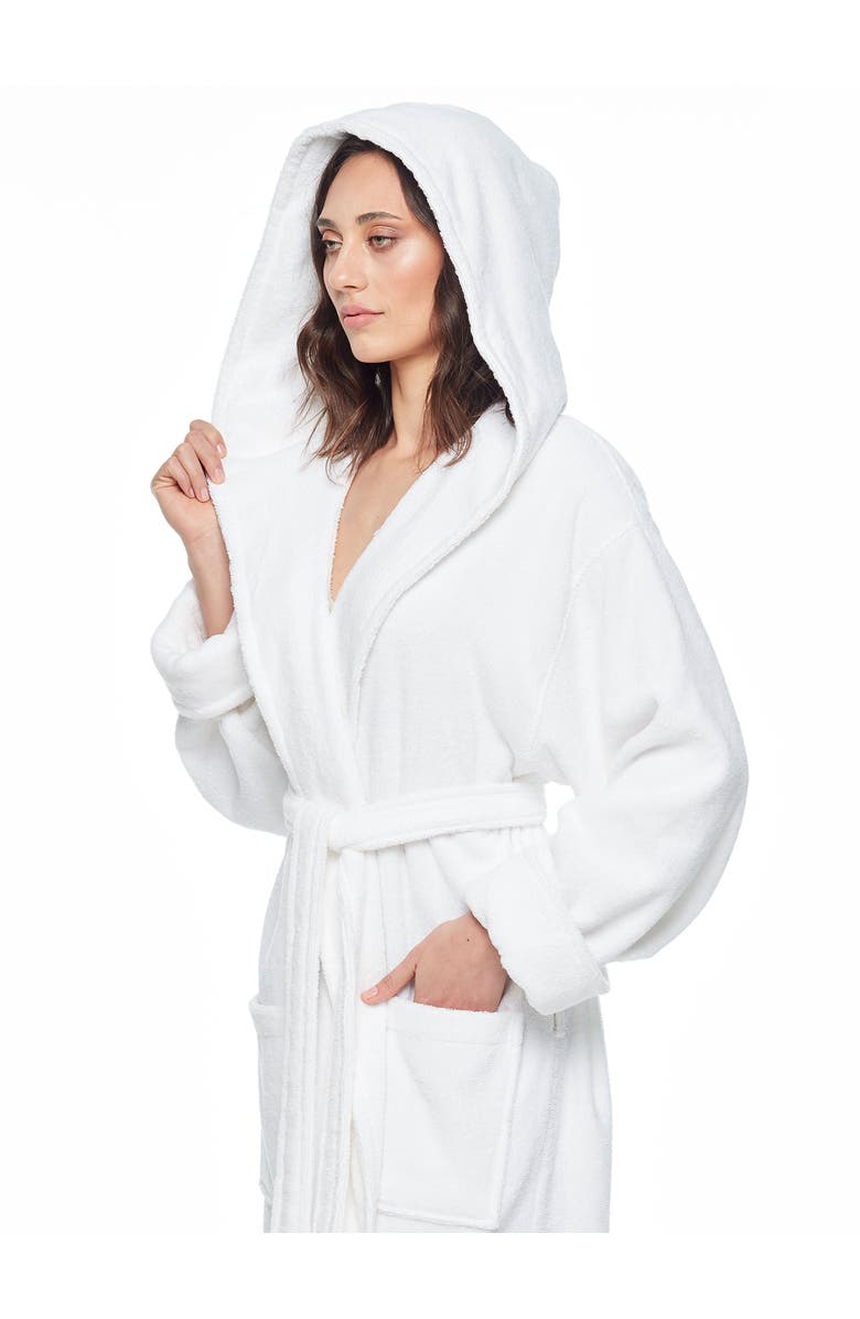 ARUS Womens GOTS Certified Oganic Cotton Long Hooded Robe, Alternate, color, White