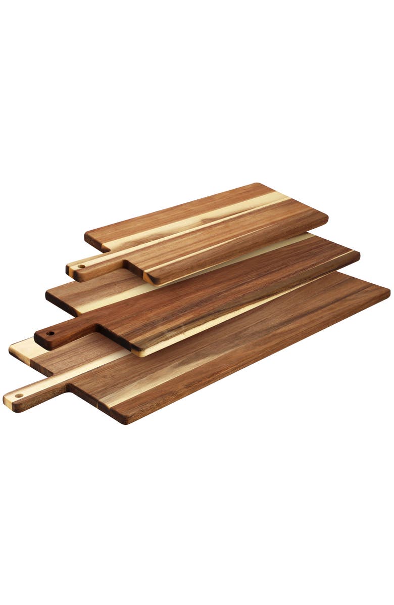 Megachef 3 Piece Acacia Wood Charcuterie Cheese Board Set with Handles, Alternate, color, Acacia