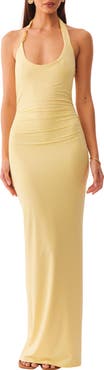 SNDYS Lexi Beaded Twist Halter Neck Maxi Dress