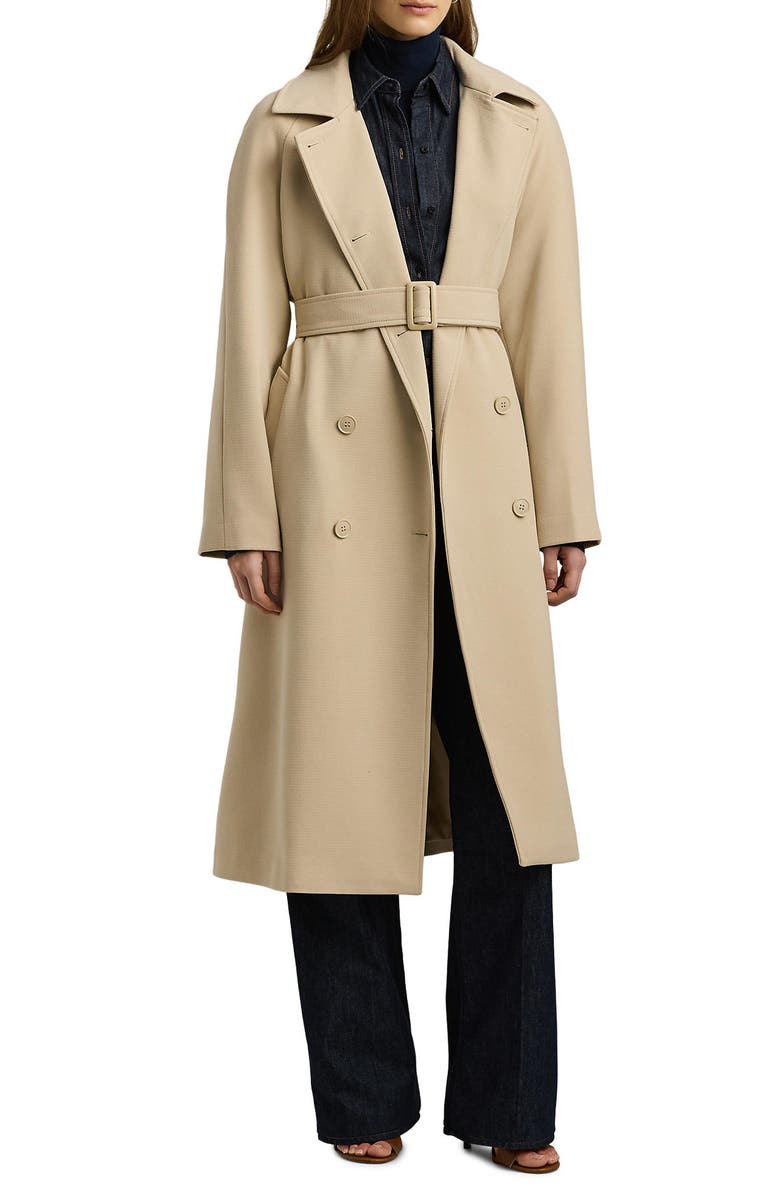 Lauren Ralph Lauren Crepe Belted Coat, Main, color, Explorer S
