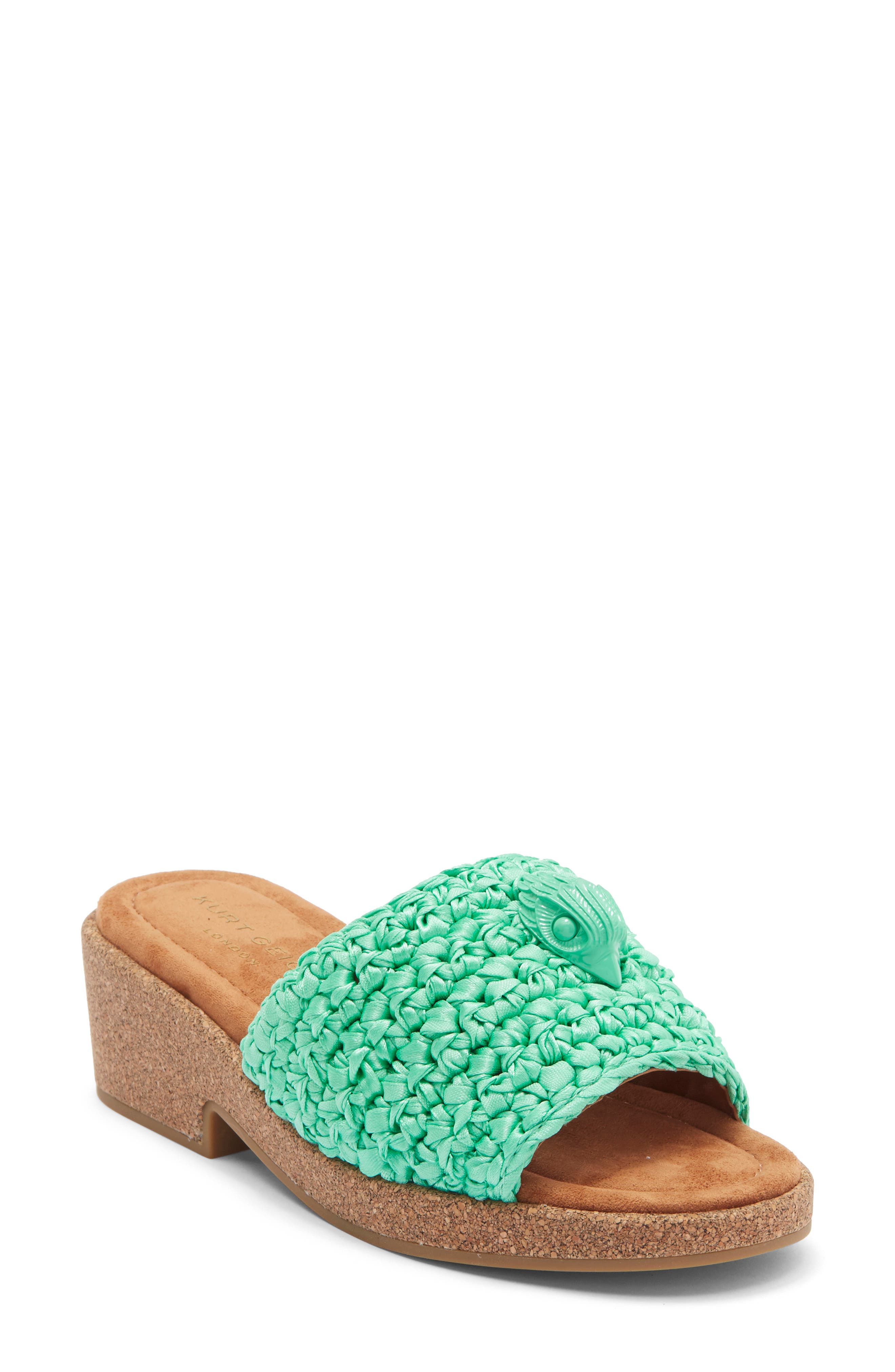 Kurt Geiger London Eagle Crocheted Slide Sandal, Main, color, Green