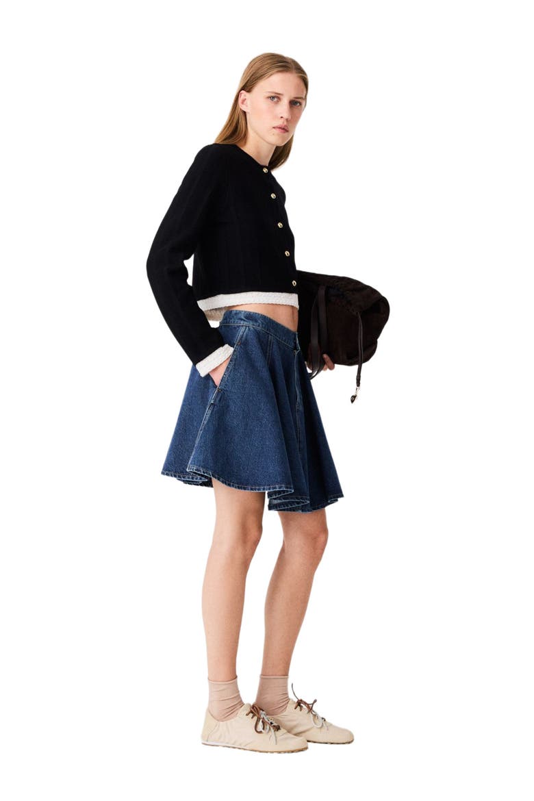 Cardigan with contrast band, Alternate, color, Black