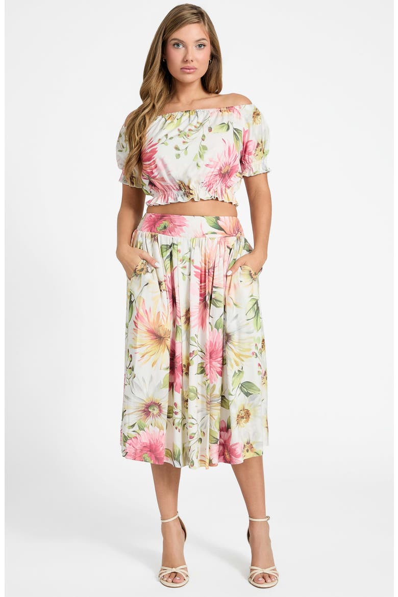 Elodie Flare Midi Skirt, Alternate, color, PAINTED DAISIES PRINT
