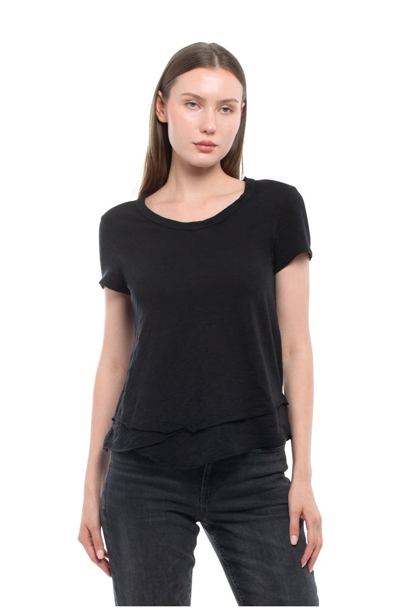 WILT Clothing Short Sleeve Mock Layer Tee, Main, color, Black