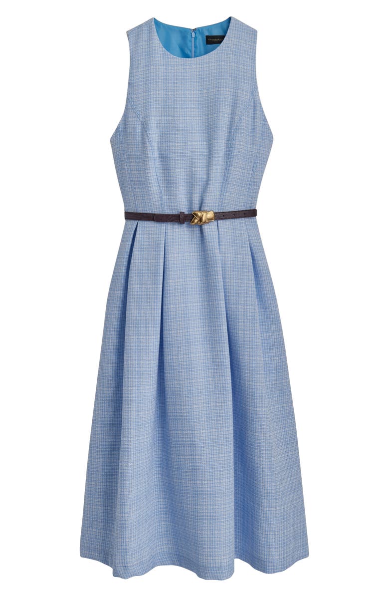 Donna Karan New York Belted Fit & Flare Tweed Midi Dress, Alternate, color, 