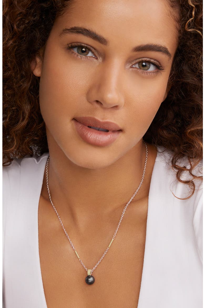 Luna Black Tahitian Pearl Pendant Necklace, Alternate, color, LUNA BLACK PEARL