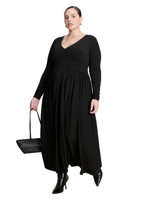 Plunge Neck Knit Dress (Plus)