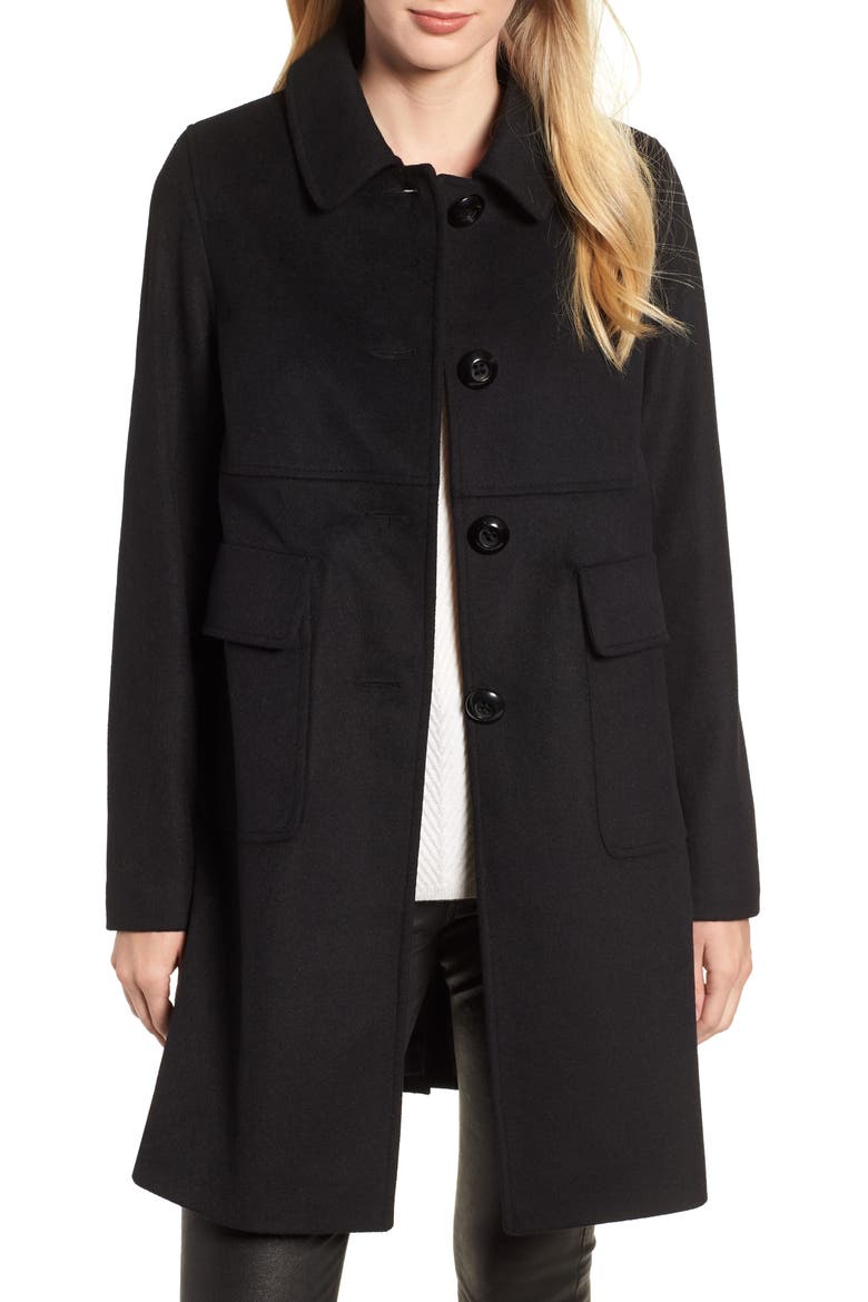 Wool Walking Coat, Main, color, BLACK