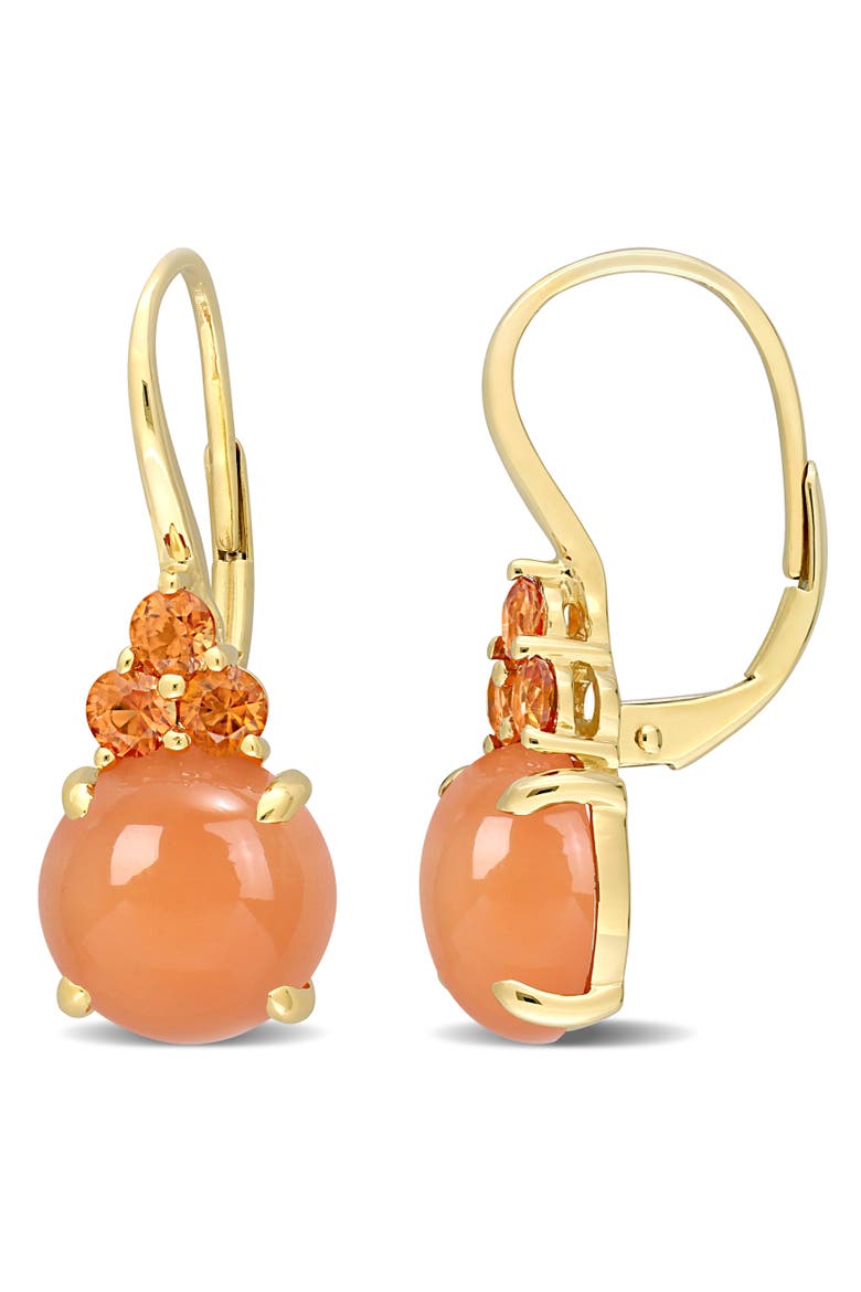 Orange Moonstone & Sapphire Circle Earrings, Main, color, Moonstone