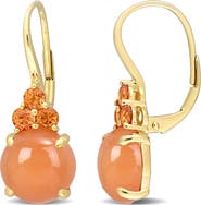 Julianna B. Orange Moonstone & Sapphire Circle Earrings
