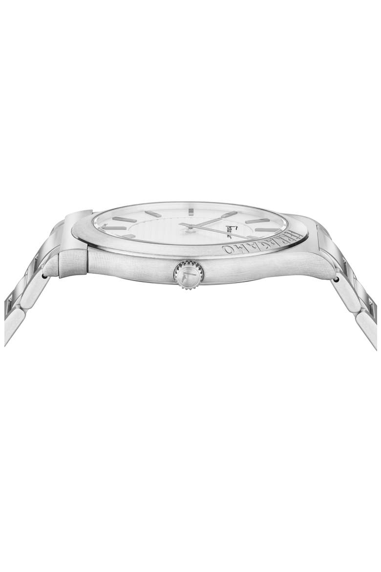 Gancini Swiss Quartz Bracelet Watch, Alternate, color, WHITE/ STAINLESS STEEL