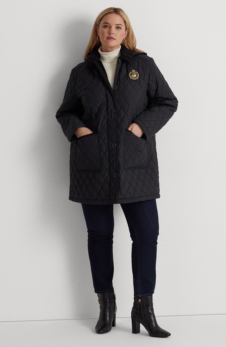 Lauren Ralph Lauren Quilted Crest Hooded Coat, Alternate, color, 