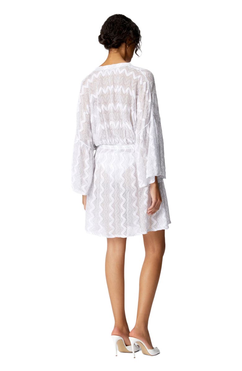 Missoni Cover-up Dress In Zig Zag Lamé Viscose With Wide Sleeves, Alternate, color, Silver
