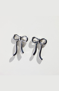 Nickel & Suede Vintage Bow Stud Earrings