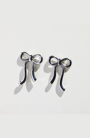 Nickel & Suede Vintage Bow Stud Earrings