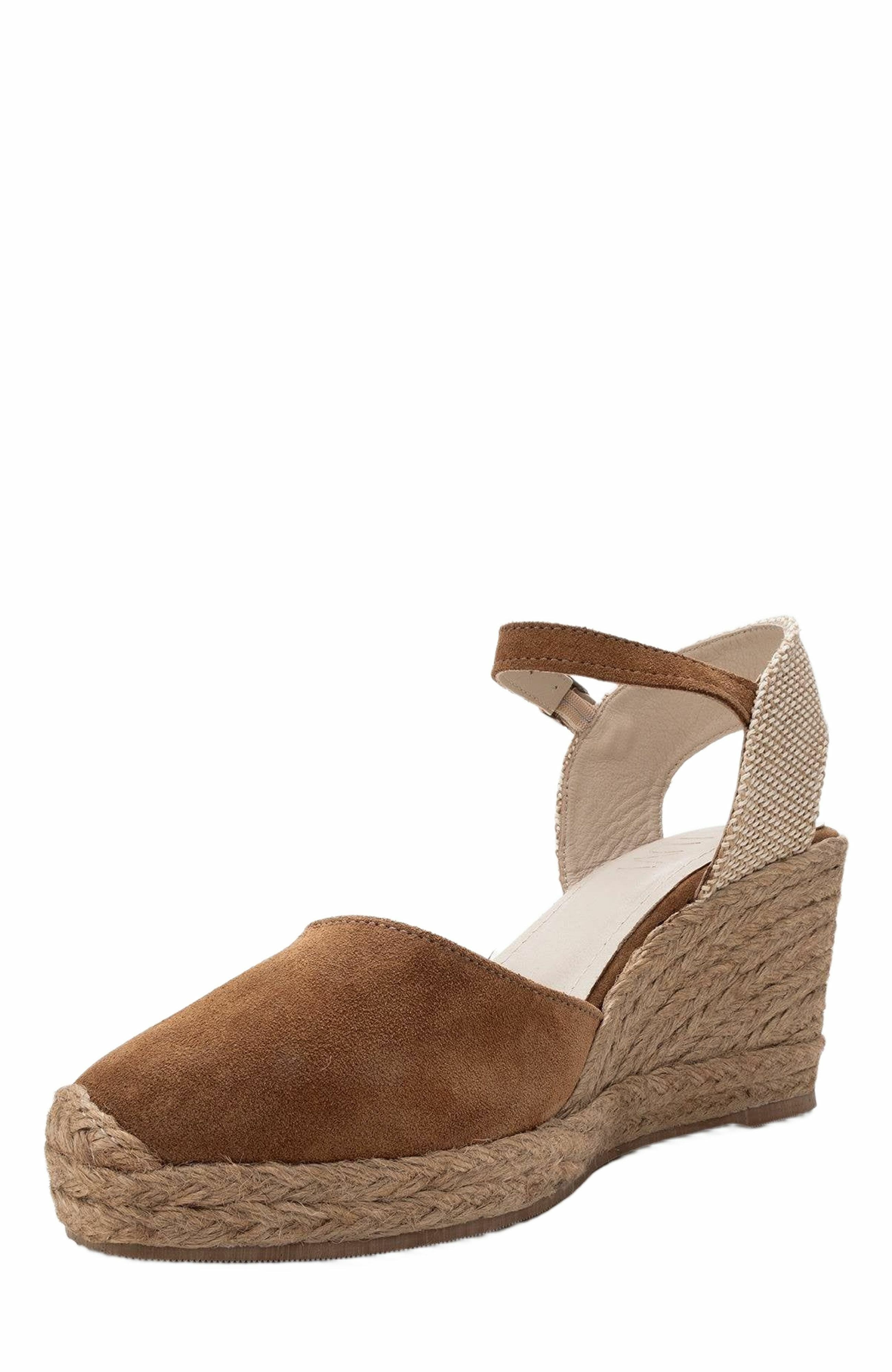 Forever & Always Shoes Sinta Suede Leather Platform Espadrille, Alternate, color, Cognac Brown Suede Leather