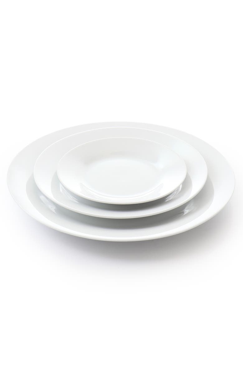 3 Tier Round Plate Porcelain Serveware Set, Alternate, color, White