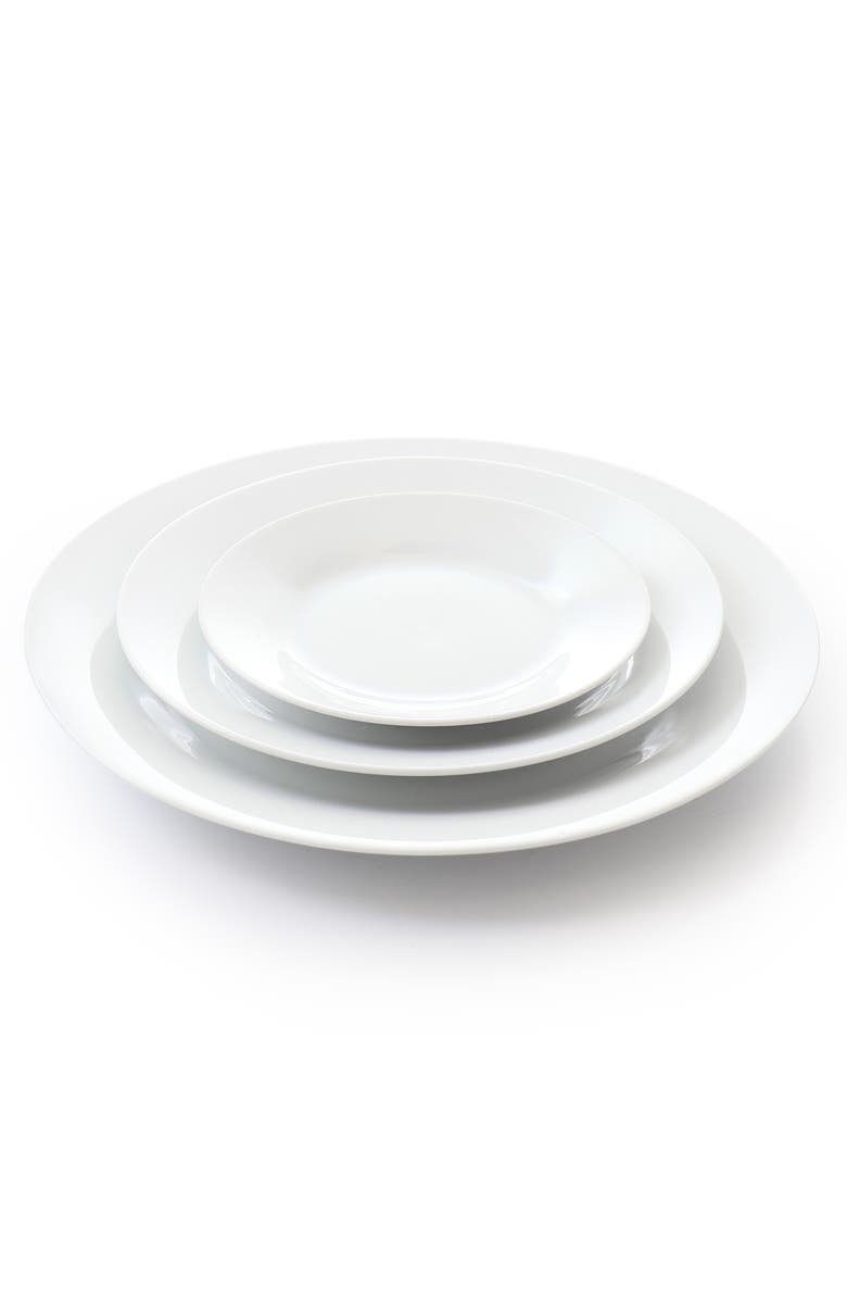 Elama 3 Tier Round Plate Porcelain Serveware Set, Alternate, color, White