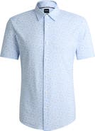 BOSS Roan Floral Short Sleeve Stretch Button-Up Shirt