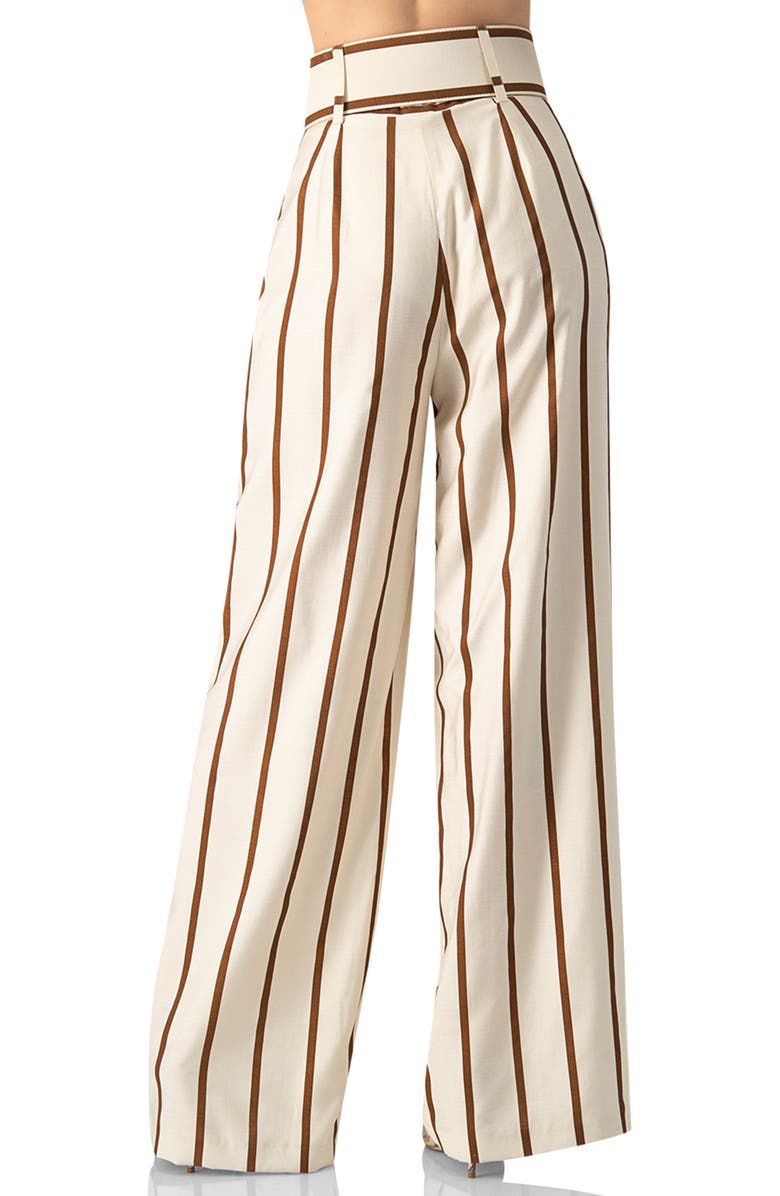 IVONNE Striped Wide-Leg Pants, Alternate, color, Natural