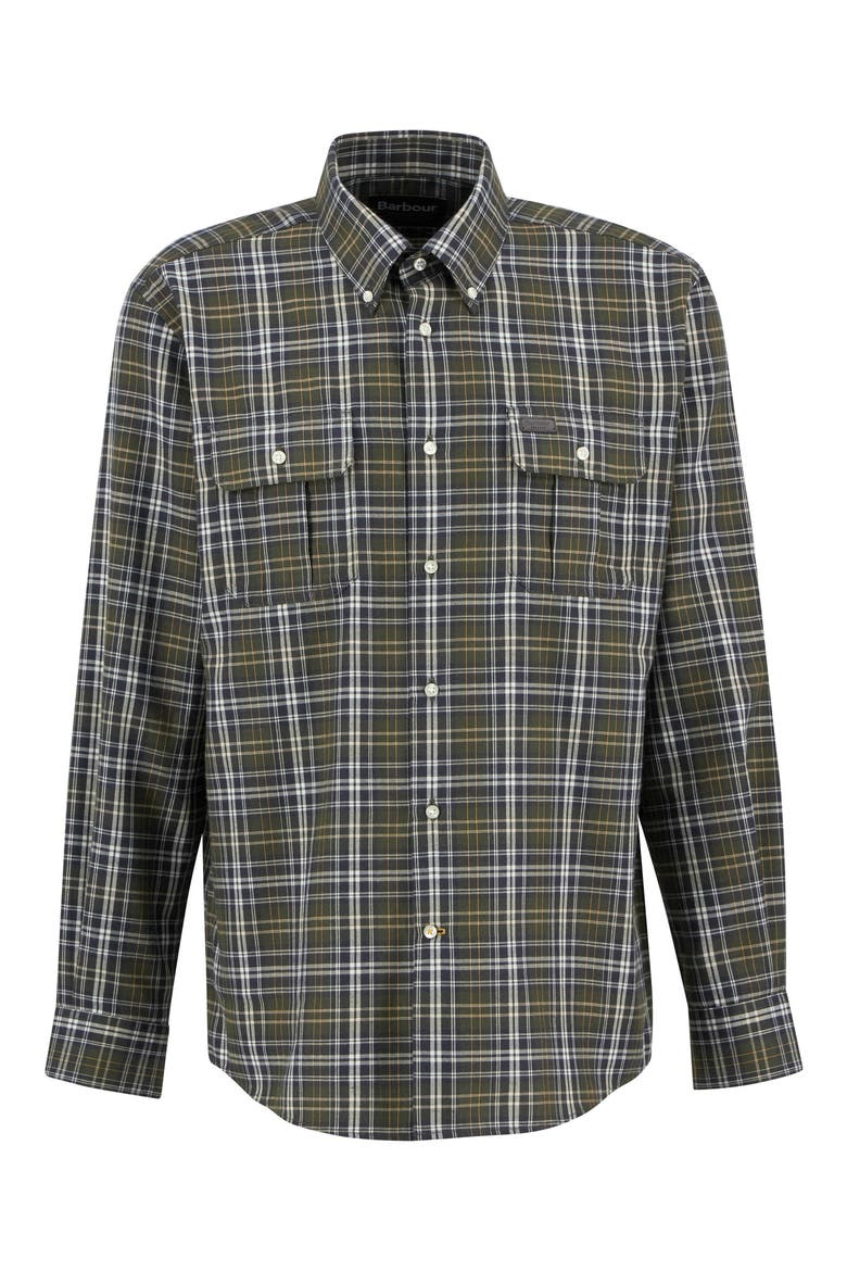 Saldon Regular Fit Plaid Performance Button-Up Shirt, Alternate, color, OLIVE