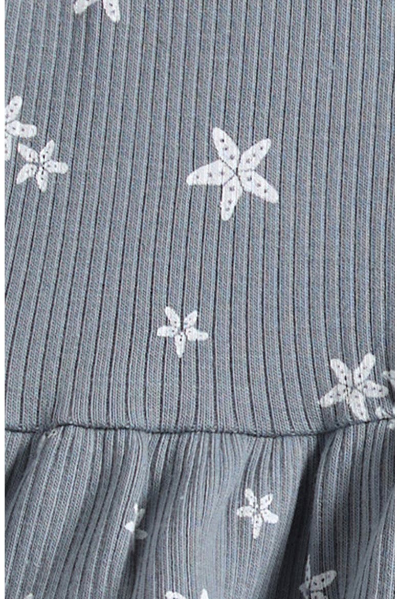 Starfish Peplum Stretch Organic Cotton Rib Top & Bloomers Set, Alternate, color, DUSTY BLUE