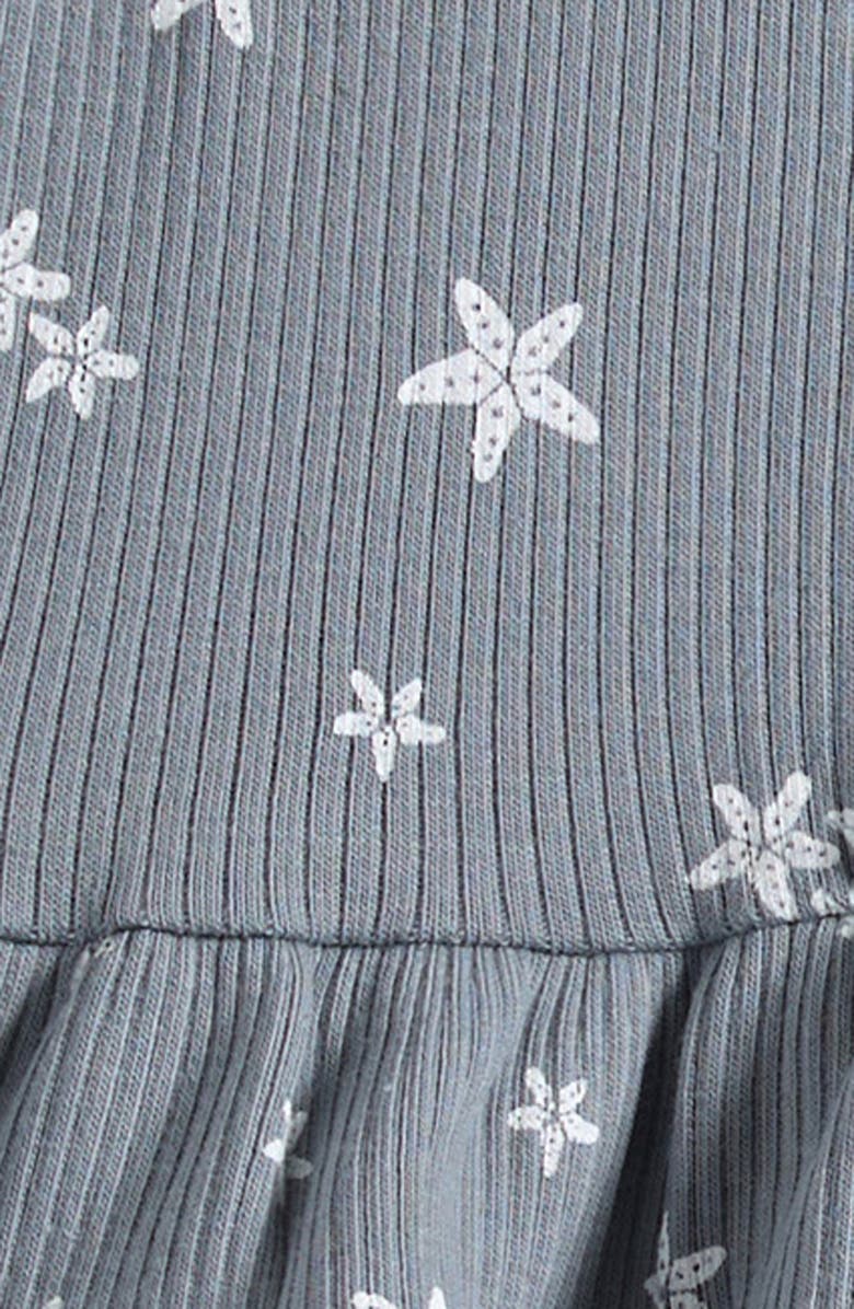 Petit Lem Starfish Peplum Stretch Organic Cotton Rib Top & Bloomers Set, Alternate, color, Dusty Blue