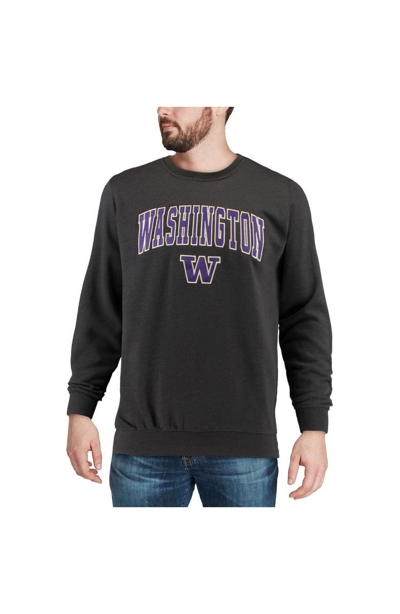 COLOSSEUM Men's Colosseum Charcoal Washington Huskies Arch & Logo Crew Neck Sweatshirt, Alternate, color, Charcoal