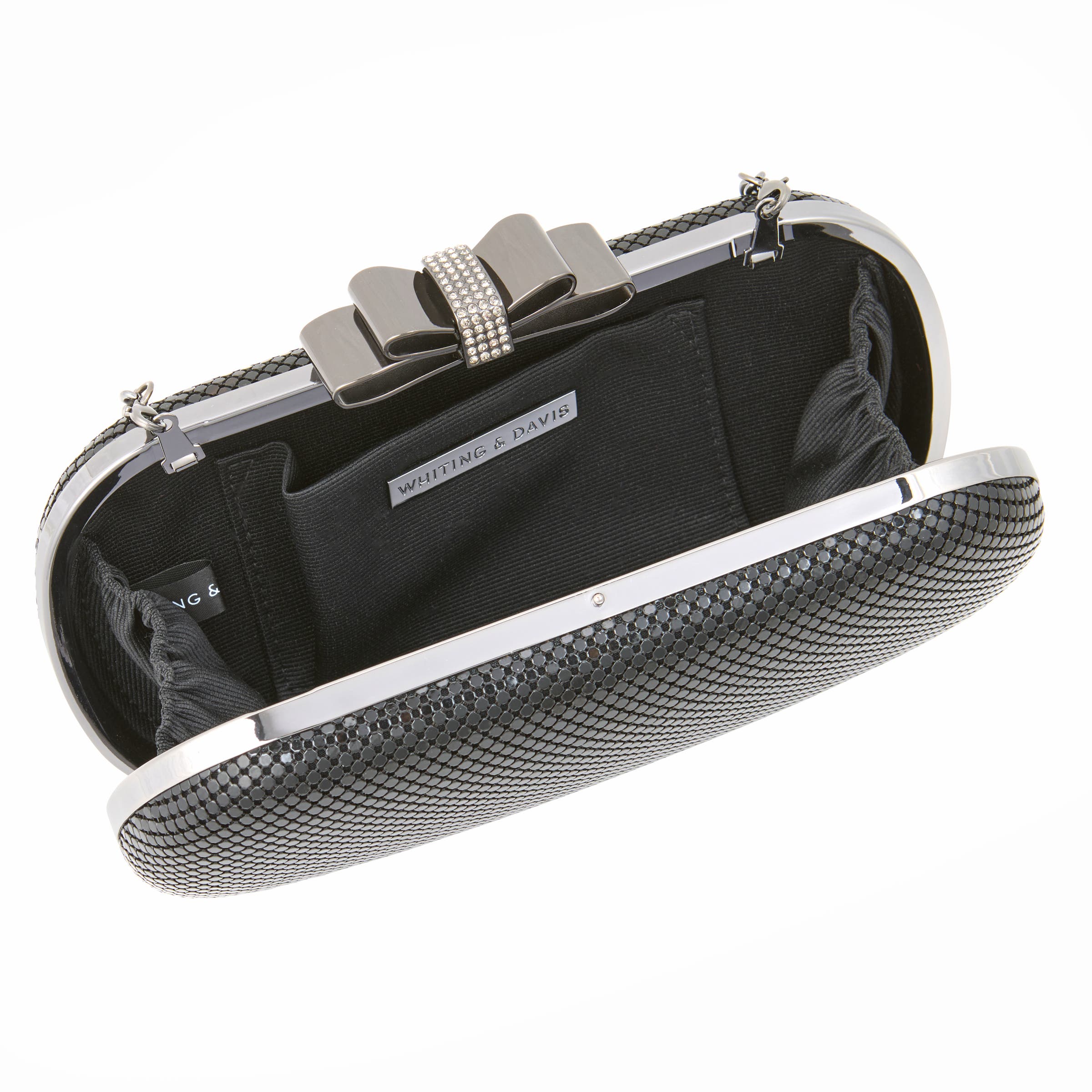 Whiting & Davis Marilyn Bow Minaudiere, Alternate, color, Black