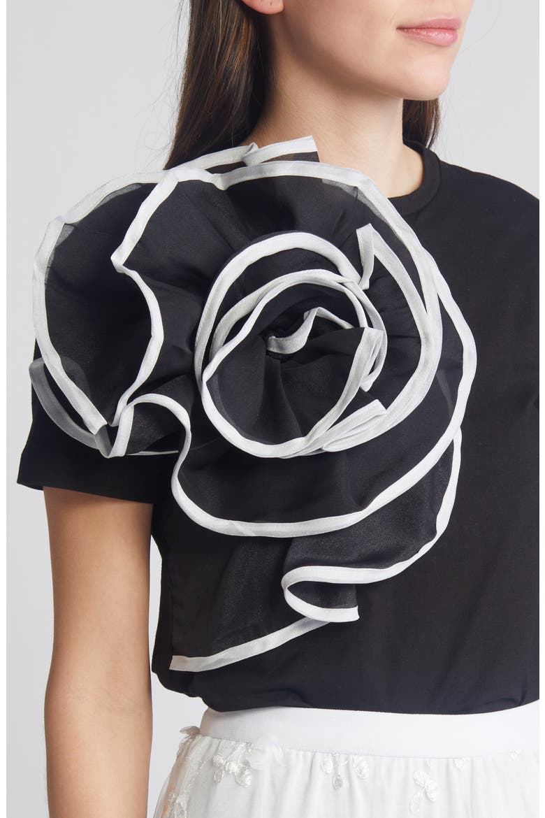 Florence 3D Flower T-Shirt, Alternate, color, BLACK
