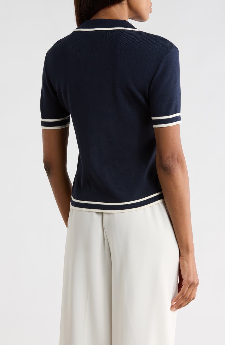 JASON WU Pearly Button Short Sleeve Crop Sweater, Alternate, color, Nightlife/ Ivory