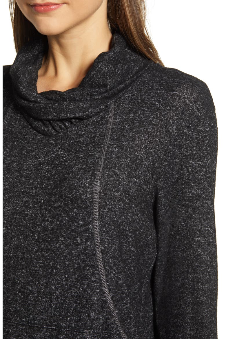 Cross Neck Seamed Pullover, Alternate, color, MARBLE BLACK