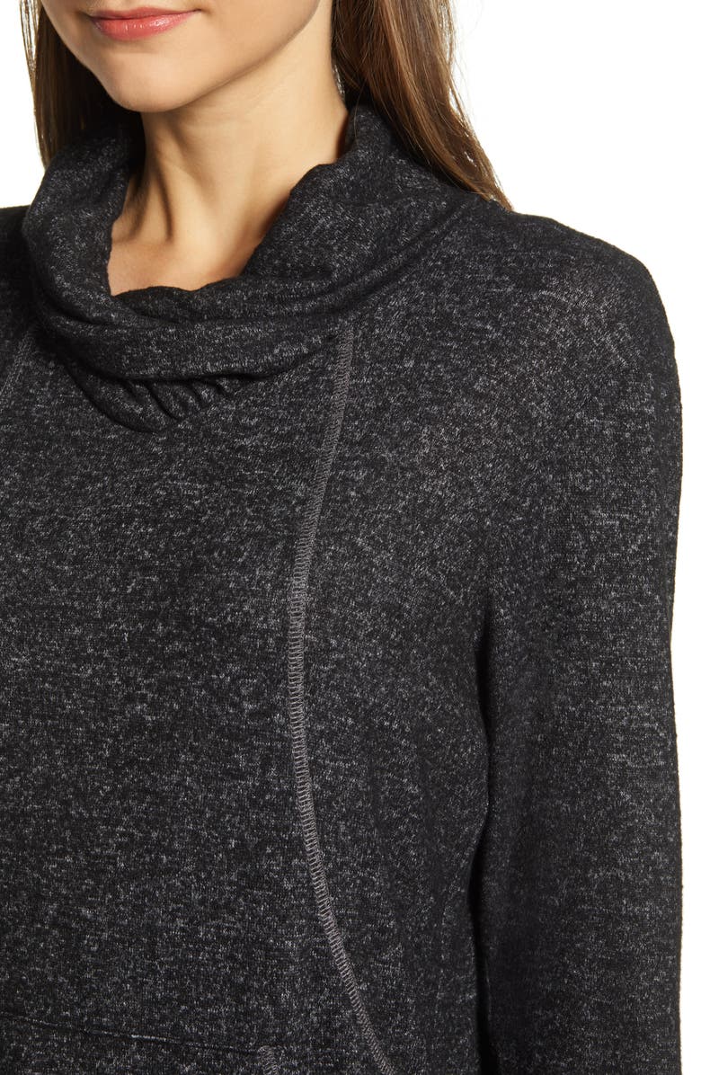 Loveappella Cross Neck Seamed Pullover, Alternate, color, Marble Black