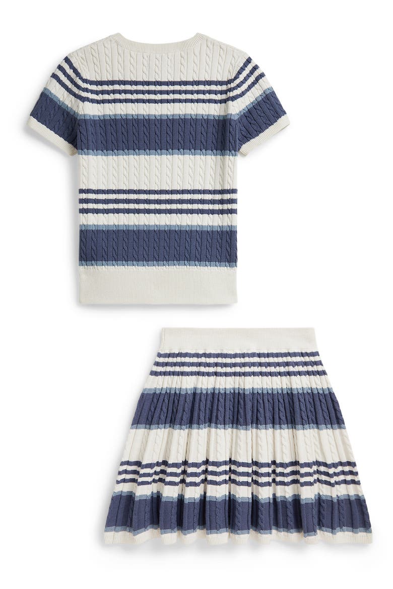 Kids' Stripe Cotton Rib Sweater & Skirt Set, Alternate, color, DECKWASH WHITE MULTI