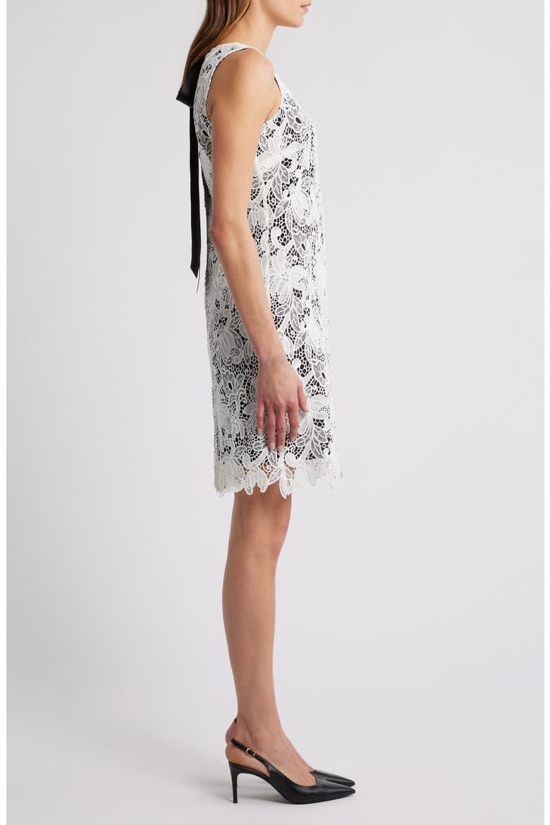 Tie Back Lace Sheath Dress, Alternate, color, IVORY BLACK