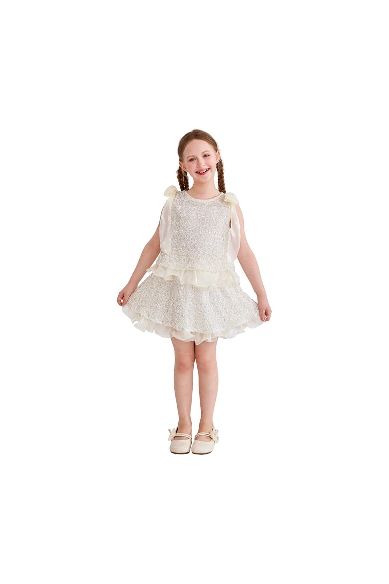 Althea Glitter Ruffle Skirt Set, Alternate, color, Ivory