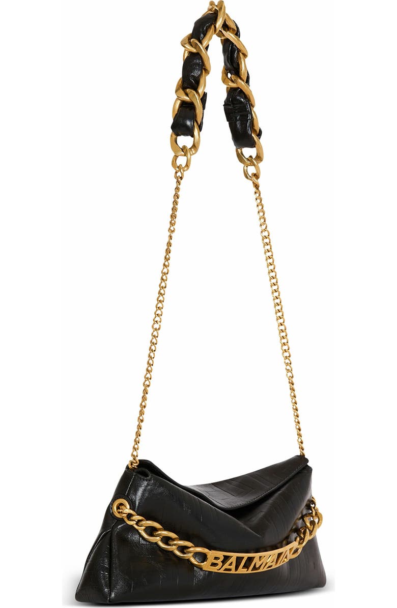 Balmain 1945 Soft Clutch In Crinkled Calfskin Leather, Alternate, color,