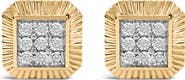 Haus of Brilliance 10K Yellow Gold Plated Silver 1/6 Cttw Diamond Textured Halo Stud Earrings