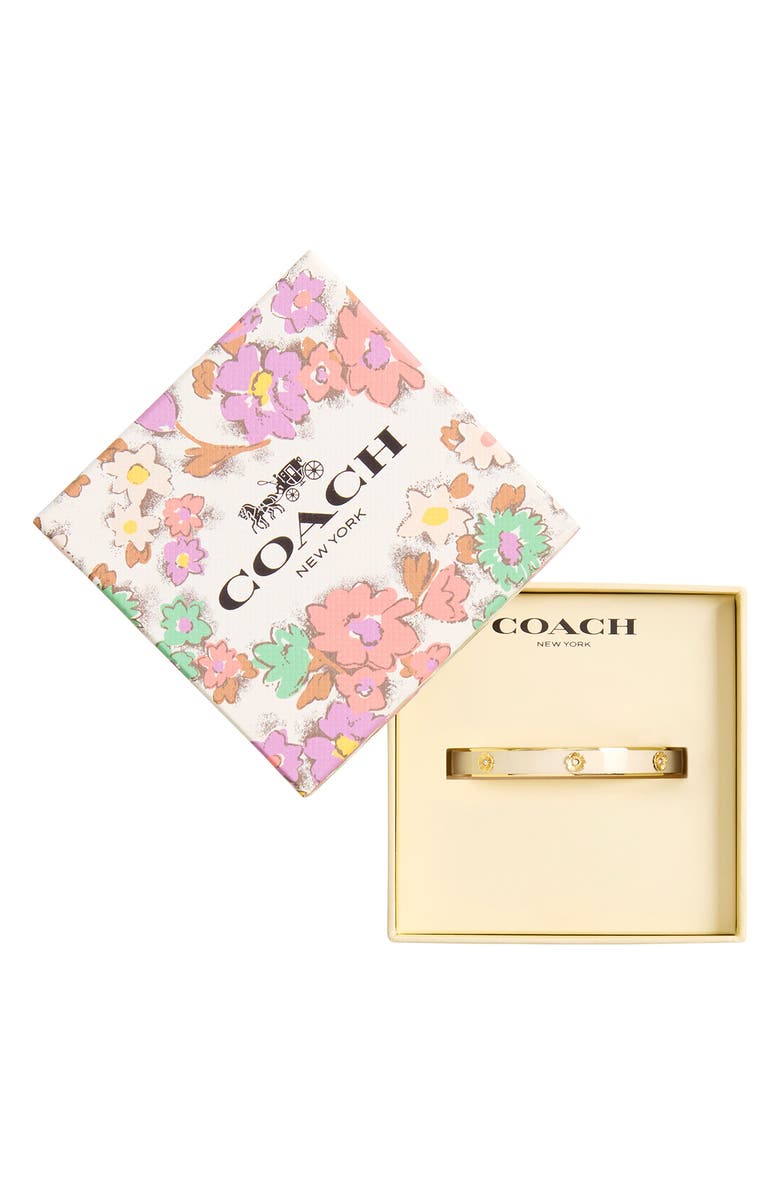 COACH Tea Rose Enamel Hinged Bangle Bracelet, Alternate, color,
