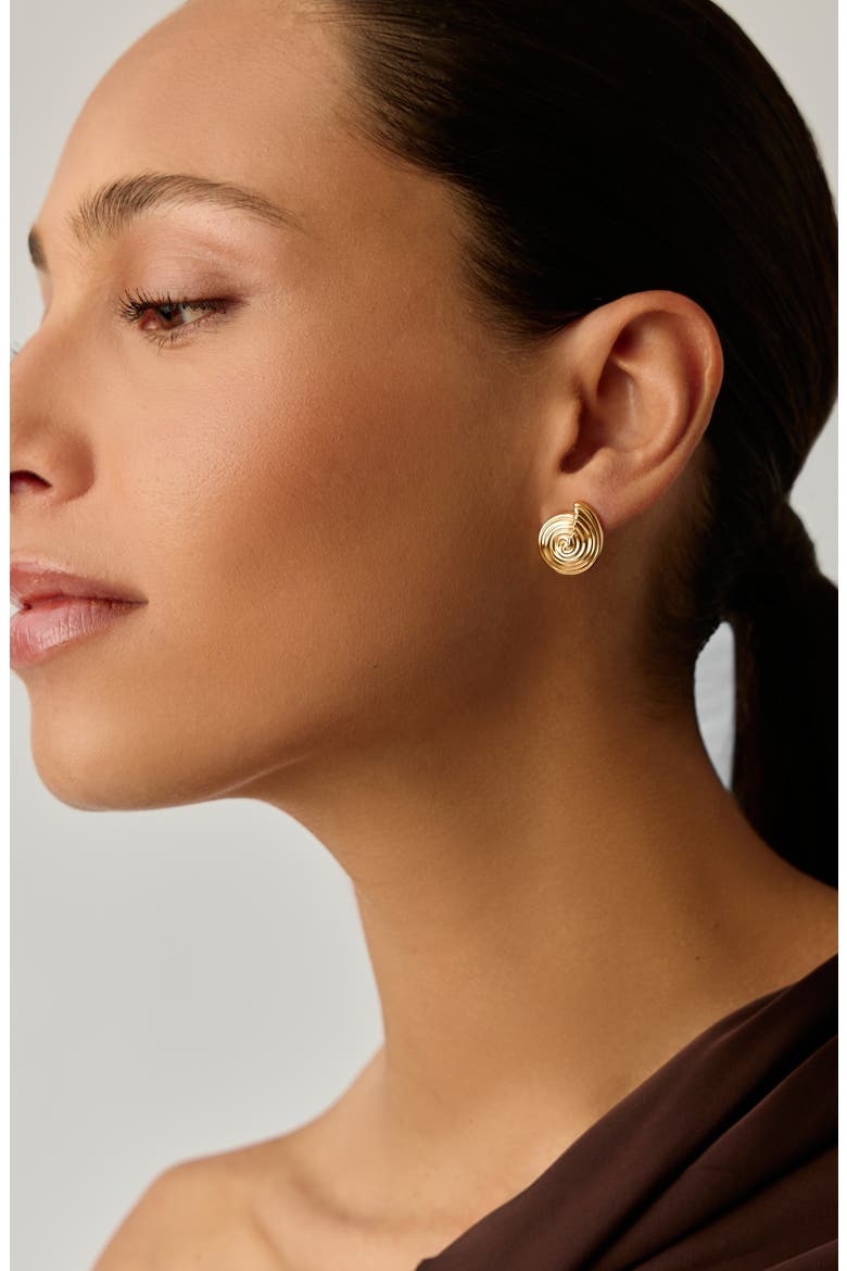 Small Spiral Stud Earrings, Alternate, color, GOLD