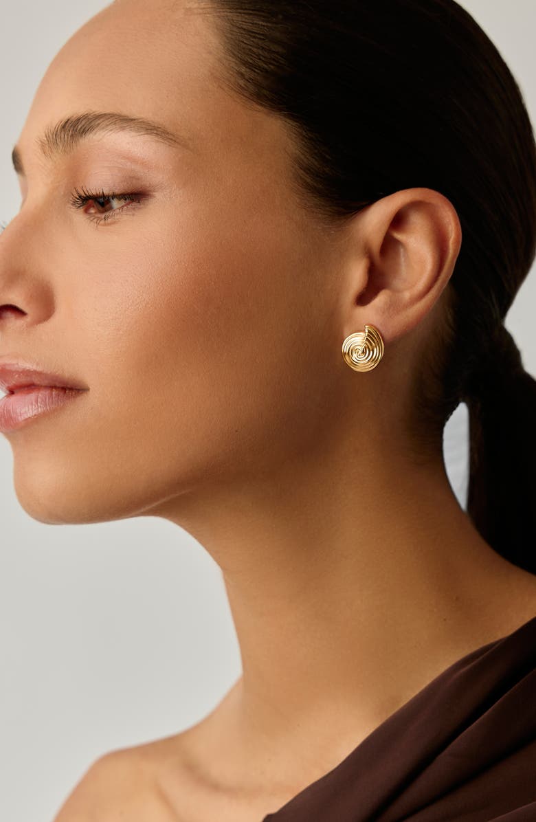 Missoma Small Spiral Stud Earrings, Alternate, color, Gold